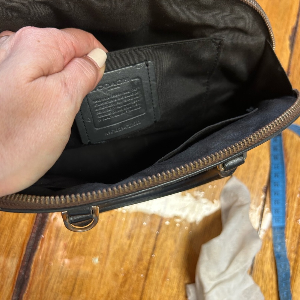 Coach Brown Signature Dome Satchel with Black Trim - Picture 9 of 10